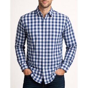 Banana Republic Long Sleeve Button Up Shirt Camden Fit Men Large Blue Cotton